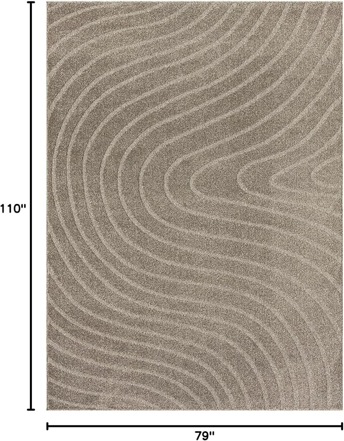 LUXE WEAVERS Modern Geometric Wave Taupe 6x9 Area Rug