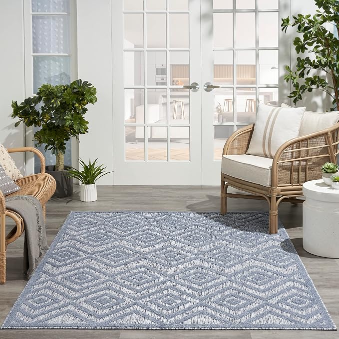 Nourison Home Versatile Denim Blue 4' x 6' Area Rug - Easy Clean, Non Shedding, Bed Room, Living Room, Dining Room, Kitchen (4' x 6')