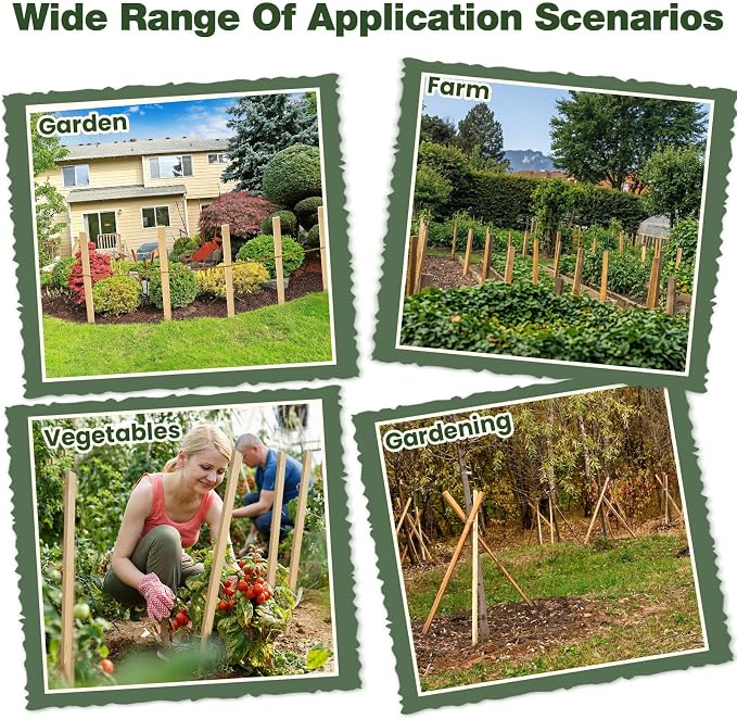 Colingmill Wooden Garden Stakes Grade and Survey Stakes Wooden Garden and Sign Posts for Plant Support Silt Fence Yard Survey Boundaries Baselines (100 Pieces, 24 Inch)
