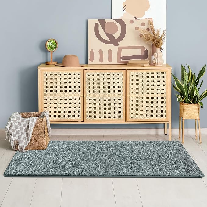 Chicrug Memory Foam 2x8 Runner Rugs for Hallway Entryway Bedroom | Low-Pile Long Carpet Runner Rug for Kitchen, Kids Rug for Bedside Dorm Room Decor, Grey and White
