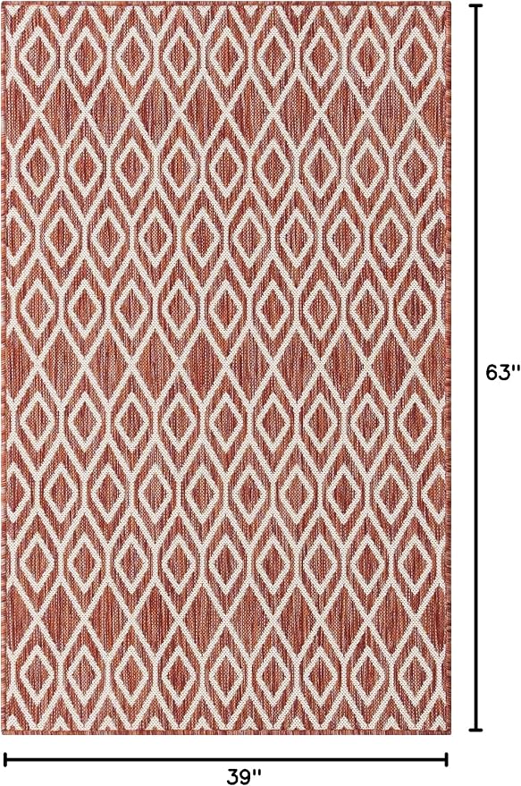 Jill Zarin Outdoor Collection Area Rug - Turks and Caicos (3' 3" x 5' 3" Rectangle Rust Red/Ivory)