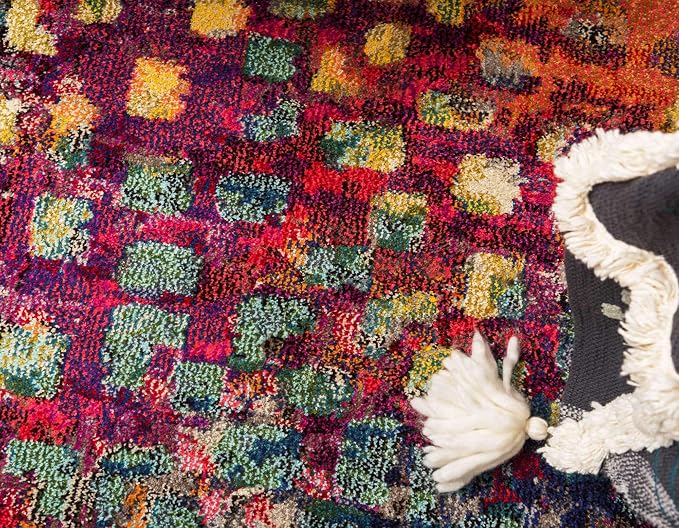 Unique Loom Jardin Collection Colorful, Vibrant, Abstract, Modern Area Rug (12' 2 x 12' 2 Square, Multi/ Blue)