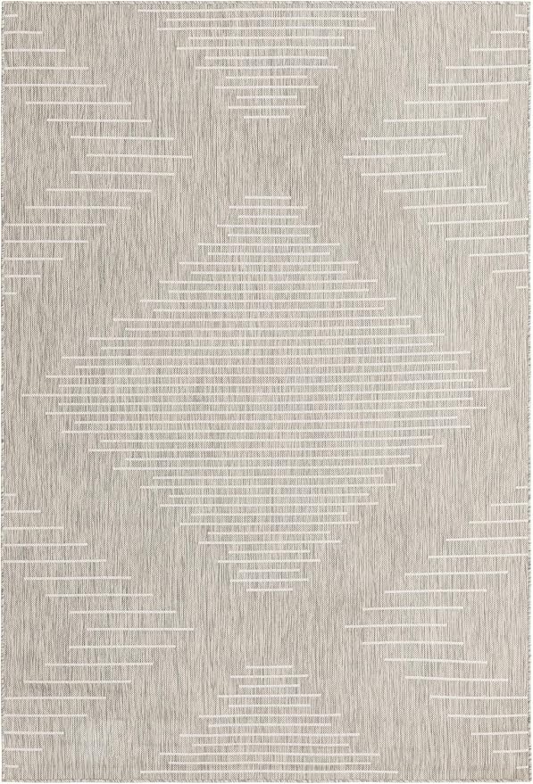 Unique Loom Outdoor Modern Collection Area Rug - Tambor (6' 1" x 9' Rectangle, Gray/ Ivory)