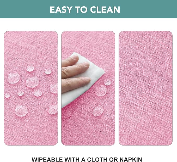 Outdoor Tablecloth with Umbrella Hole - Patio Table Cloth Zippered Round 60 Inch, Pink Linen-Look Polyester Table Cover Water Resistant for Picnic Outside