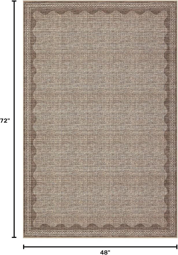 GarveeHome 4x6 Rug Non-Slip Washable Low-Pile Carpet - Scalloped Solid Coffee Modern Minimalism Rugs for Bedroom Living Room Nursery Kitchen Entryway Indoor Mat with Rubber Back