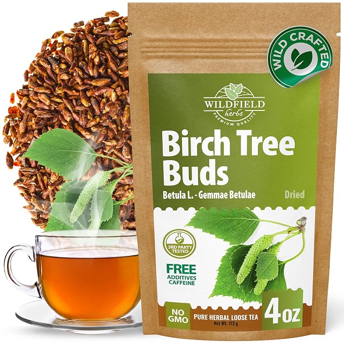 4 oz. Birch Tree Buds Herbal Tea (Betulae Gemmae) - 113g Dried Birch Tree Buds Betula Pendula Herb Tea Hojas Te De Abedul