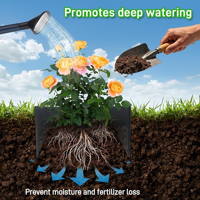 Anothera 60 Pieces Planting Grow Rings, Diameter Range 8.2-15.7 Inches, Interlocking Garden Plant Rings, Black Garden Rings for Plant Support and Soil Moisture Retention