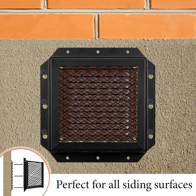 Pasimy 1 Pcs 7" L x 7" W x 5" H Black Stainless Steel Vent Guard, Outside Dryer Vent Cover, Bird & Rodent Proof Exhaust Guard Hood Cover for Bathroom Kitchen Outdoor
