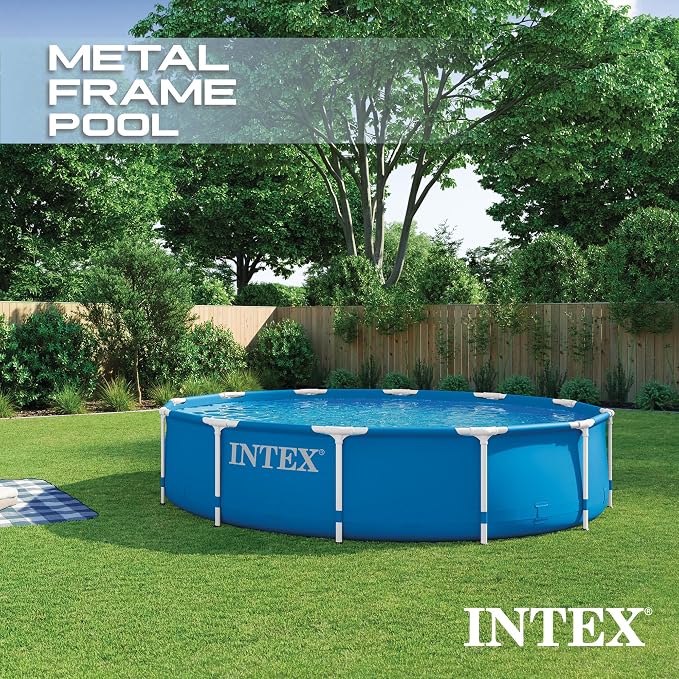 Intex 12' x 30" Metal Frame Swimming Pool w/ Filter Pump & Pool Maintenance Kit