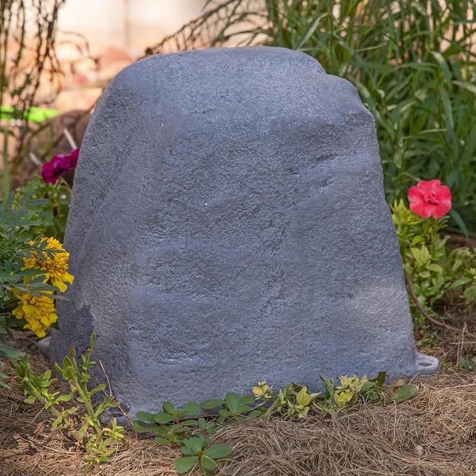 Sunnydaze 11” H Small Faux Landscape Rock Cover - Lightweight Polyresin Fake Rock Well Pump Cover for Outside – Realistic Natural Texture – Gray - Set of 2