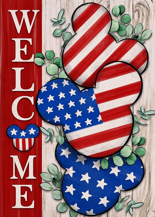 Welcome 4th of July Stars Stripes Patriotic Decorative Garden Flag, American USA Memorial Day Yard Outside Decorations, Summer Outdoor Small Home Decor Double Sided 12 x 18