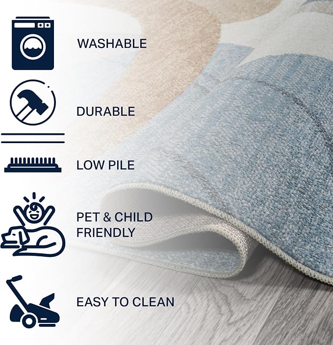 JONATHAN Y Machine Washable Cream/Multi Indoor Area Rug 3X5 ft, Algae Abstract Glam Botanical for Living Room, Bedroom, Kitchen, Office, Easy-Cleaning, Pet-Friendly, Non-Shedding WSH301A-3