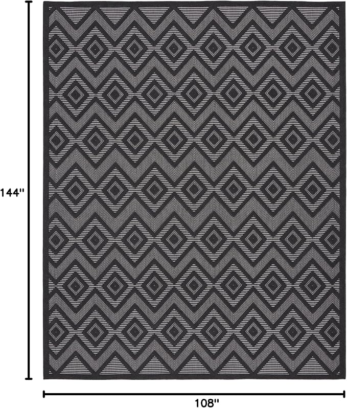 Nourison Home Versatile Charcoal Black 9' x 12' Area Rug - Easy Clean, Non Shedding, Bed Room, Living Room, Dining Room, Kitchen (9' x 12')