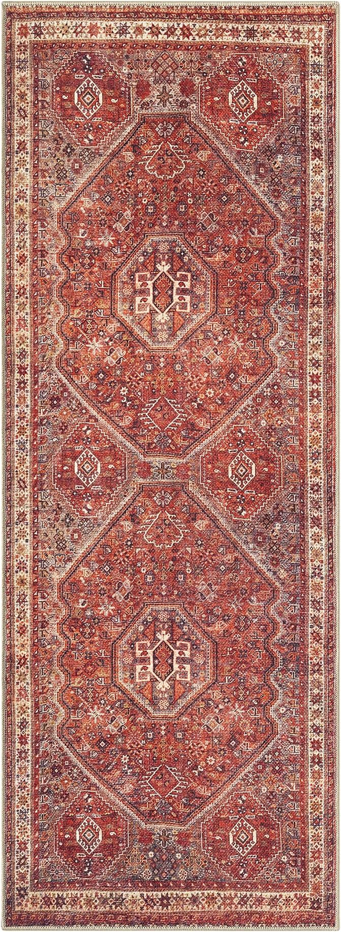 Keen Home Design Vintage Washable Runner Rug, Non-Slip Low Pile, 2x10 | Machine Washable Cotton Chenille, 0.25In Low Pile, Rubber Non-Slip Back; Hallway, Kitchen, Entryway, Laundry Room