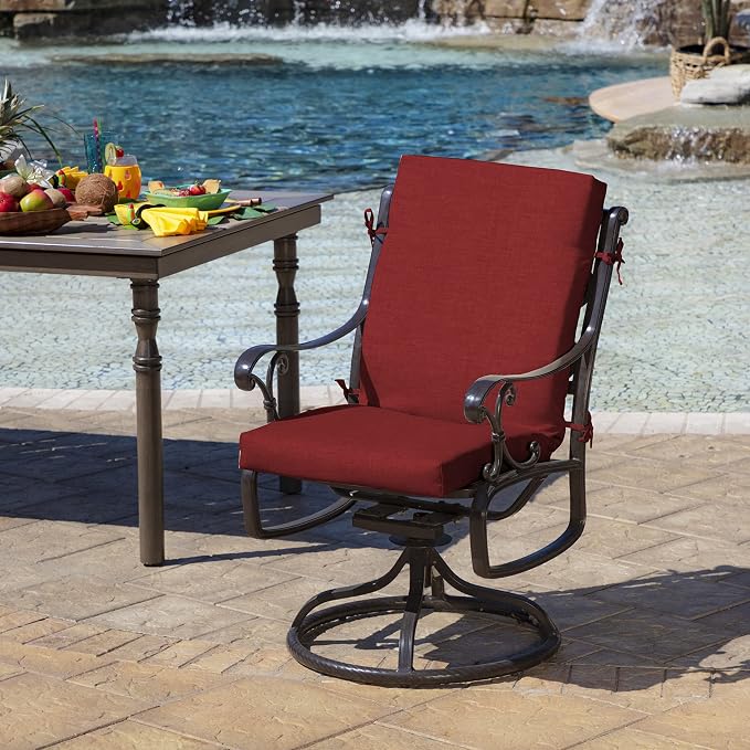 Arden Patio Dining Outdoor Chair Cushions, 20x44, Rain-Proof Seat Pad, Fade-Resistant Outdoor Cushion Ruby Red Leala