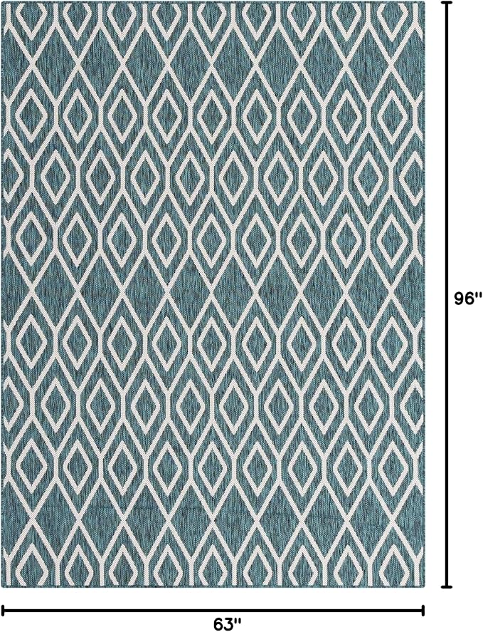 Jill Zarin Outdoor Collection Area Rug - Turks and Caicos (5' 3" x 8' Rectangle Teal/Ivory)