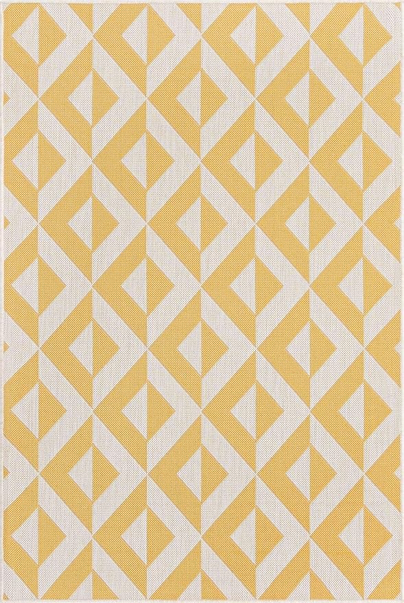 Unique Loom Jill Zarin Outdoor Collection Area Rug - Napa (4' x 6' Rectangle Yellow/Ivory)