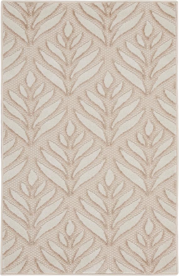 Nourison Home Aloha Ivory Grey 2'8" x 4' Area Rug - Easy Clean, Non Shedding, Bed Room, Living Room, Dining Room, Kitchen (3' x 4')