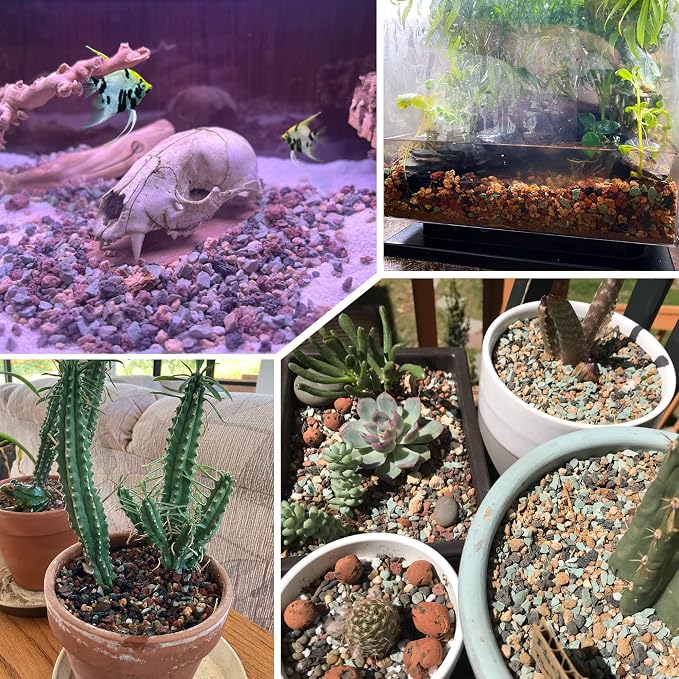 15lb Mix Horticultural Lava Rock Pebbles Pumice Potting Soil Amendment Succulent Cactus Bonsai Gritty Rock Decorative Gravel Plant Drainage Volcanic Rock for Aquarium Fairy Gardening Top Dressing
