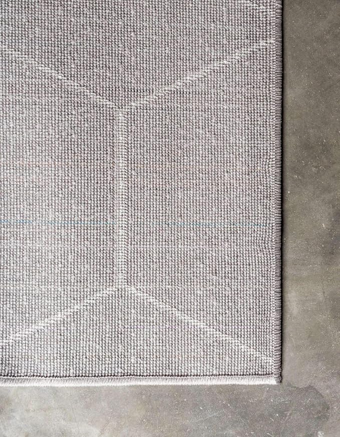 Unique Loom Trellis Frieze Collection Area Rug - Geometric (10' x 13', Light Gray/ Ivory)
