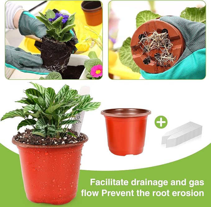 LWWTBS Plant Nursery Pot/Pots 200 Pcs 4" Plastic Small Plants Pots Flower Pots Seed Starting Pots for Plants Indoor Outdoor Seeding pots (with 200 Plant Labels)