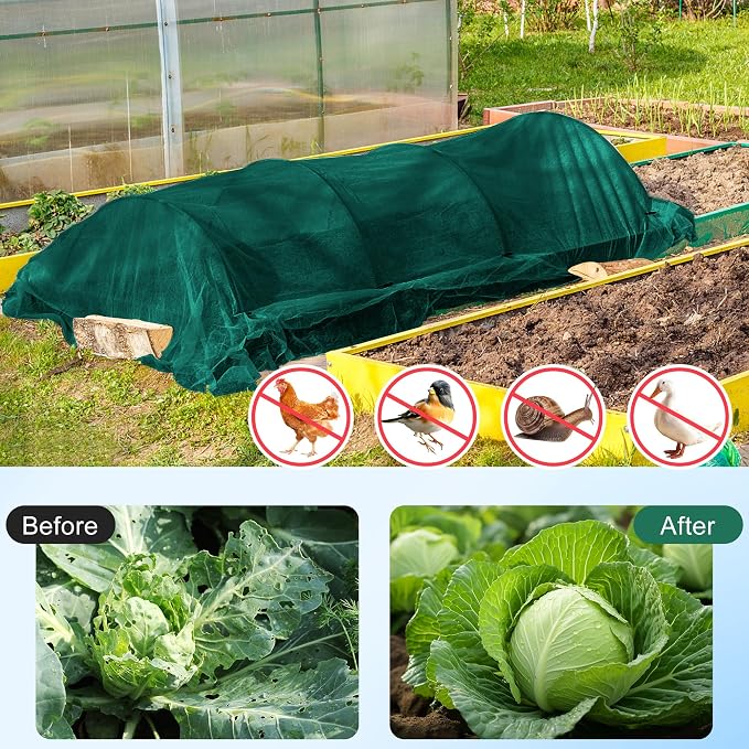 32.8 x 9.8 Ft Thicken Plant Covers Freeze Protection- Darkgreen Warm Winter Frost Cloth Blanket- Garden Fabric Plant Floating Row Cover Protecting Plants from Freezing Animal Eating, Anti -7.6℉ (-20℃)