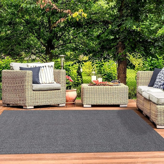 Superior Indoor/ Outdoor Large Area Rug, Reversible Braided Home Floor Decor for Living Room, Kitchen, Entryway, Patio, Front Porch, Deck, Modern, Boho, Farmhouse Style, 3' x 5', Charcoal