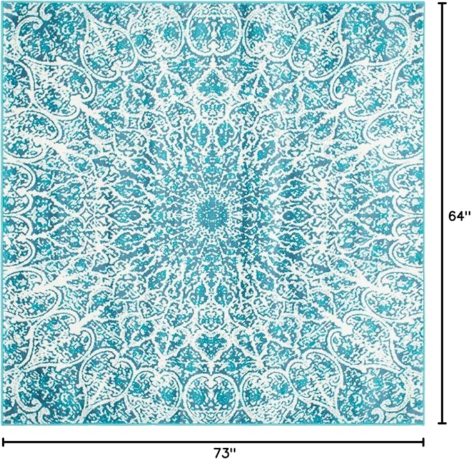 Unique Loom Sofia Collection Area Rug - Grace (6' 1" Square, Turquoise/ Ivory)