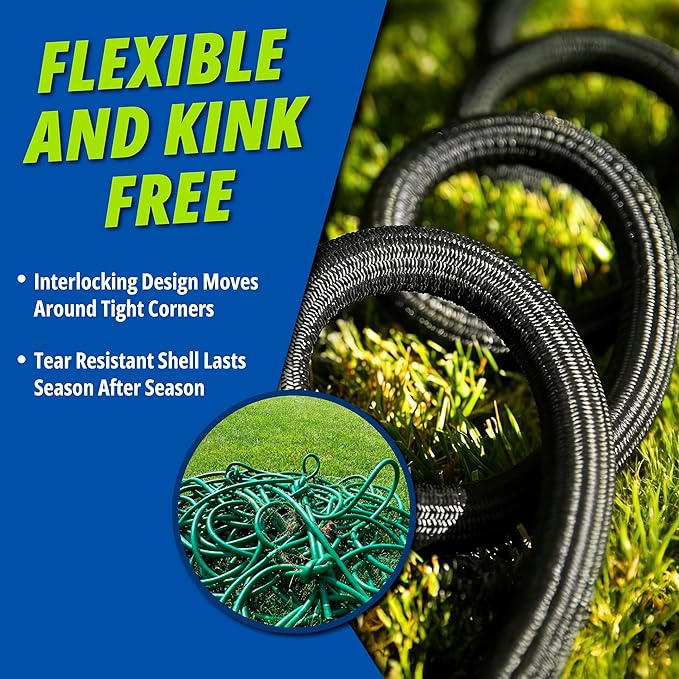 Hydrosteel 50 Ft Metal Garden Hose with Nozzle, Water Hose Made from Heavy Duty 304 Stainless Steel, Flexible, Lightweight, Crush Resistant Fittings, Non Kinking, 5/8” Diameter, 600 PSI