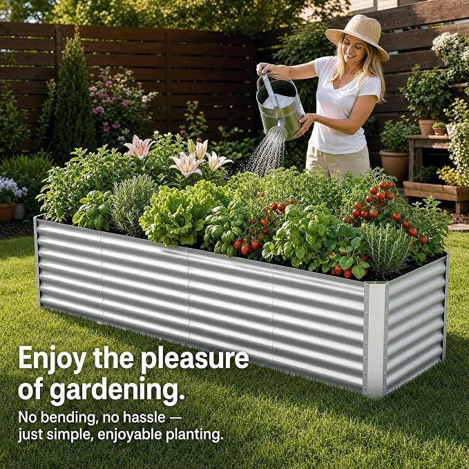 8x2x2FT Galvanized Raised Garden Beds Outdoor,Planter Raised Beds for Gardening, Vegetables, Flowers,Large Metal Garden Box,Deep Plant Flower pots Outdoor (Galvanized, 1Pack)