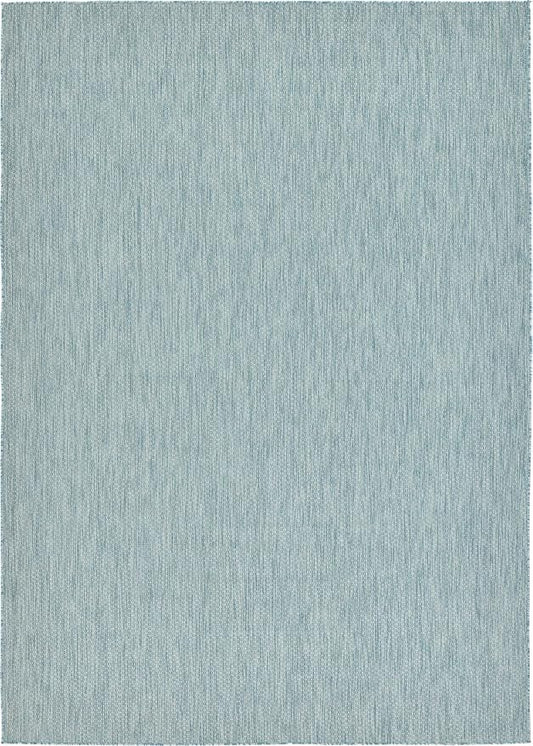 Unique Loom Collection Casual Transitional Solid Heathered Indoor/Outdoor Flatweave Area Rug (8' x 11' 4" Rectangle, Aquamarine/Ivory)