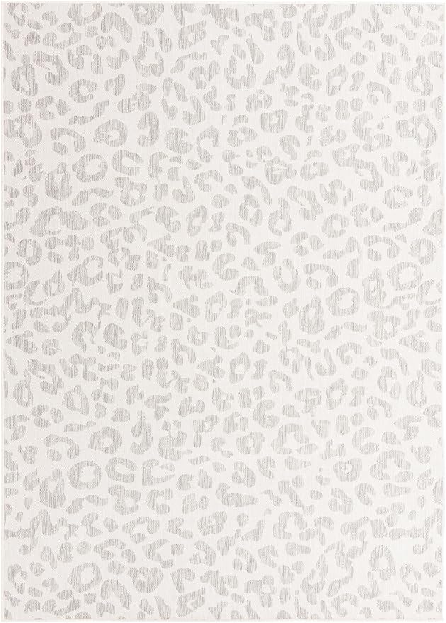 Unique Loom Outdoor Safari Collection Area Rug - Leopard (7' 10" x 11' Rectangle, Ivory Gray)