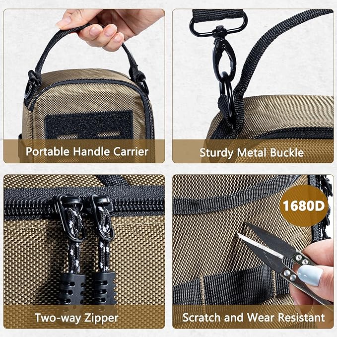 Heavy Duty Small Tool Bags for Men with Carabiner,Tactical Tool Pouch Bag,Portable Utility Tools Storage Organizer Case with Shoulder Strap for EDC,Motorcycle,Camping, Road Trip, Electricians