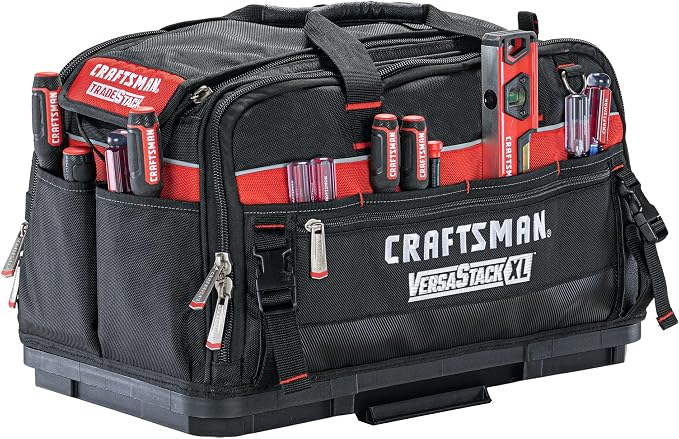 CRAFTSMAN VERSASTACK XL Tool Bag, 22.5”, Durable Polyester, Black and Red (CMST21450)