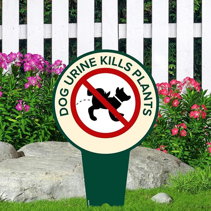 Dog Urine Kills Plants, Please Curb Your Dog Sign, 9"x17", Heavy Duty Integrated Ground Stakes, Indoor/Outdoor Use, Rust Free Aluminum Composite, Made in USA by My Sign center