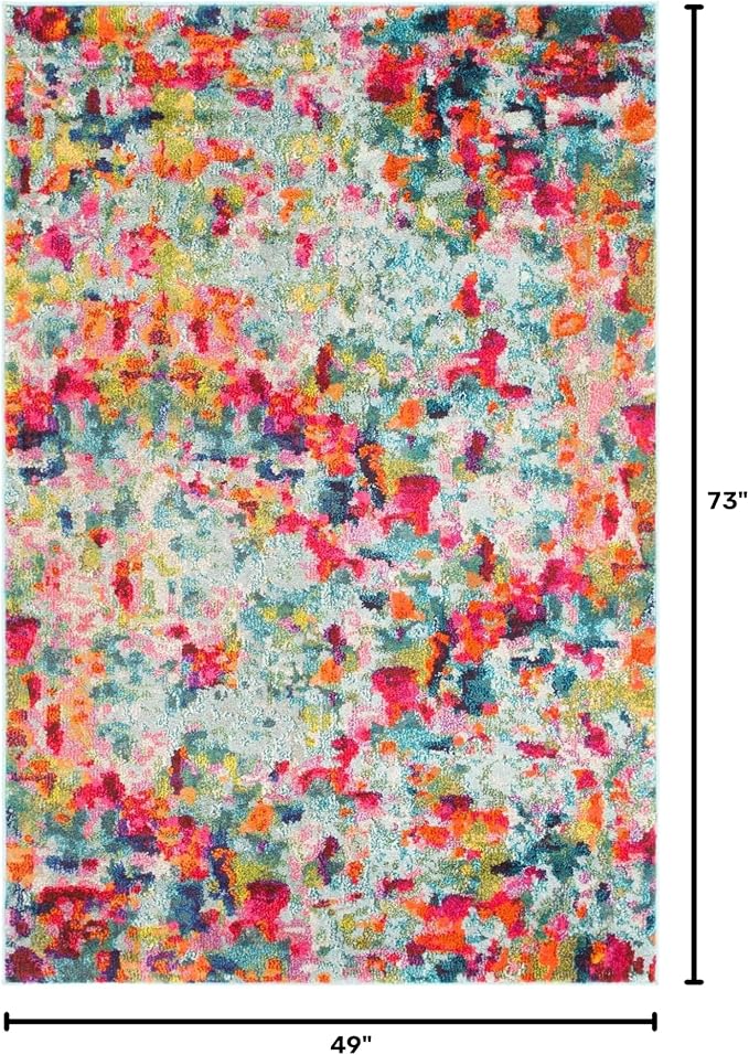 Unique Loom Chromatic Collection Area Rug - Champagne (4' 1" x 6' 1" Rectangle, Multi/ Blue)