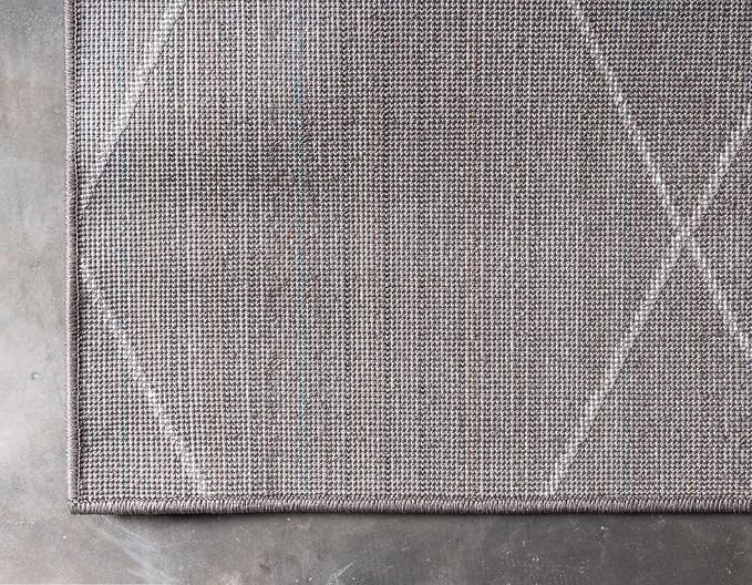 Unique Loom Trellis Frieze Collection Area Rug - Geometric (8' x 10', Dark Gray/ Ivory)