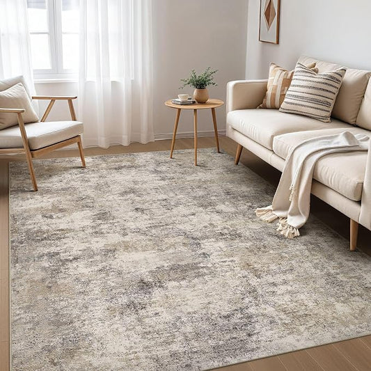 Nakagishi Boho 6x9 Area Rug Living Room Rugs Machine Washable Brown Grey | Soft, Pet & Kid Friendly, Carpet for Living Room/Bedroom/Office/Kitchen/Nursery, Daily Home Decor Stain Resistant Moroccan