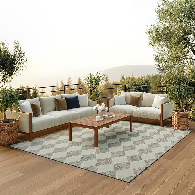 Nourison Home Positano Light Grey 7' x 10' Area Rug - Easy Clean, Non Shedding, Bed Room, Living Room, Dining Room, Kitchen (7' x 10')