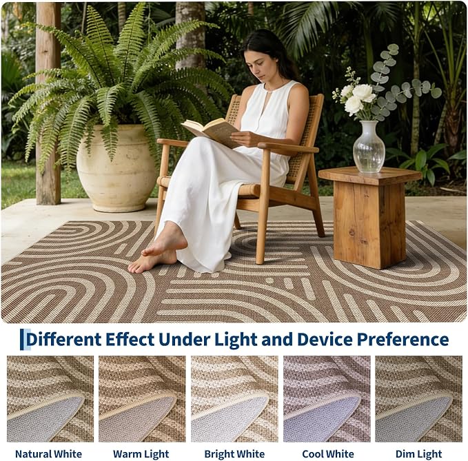 Garvee 2x6 Modern Abstract Kitchen Rugs Washable Rugs for Hallway | Brown Rainbow Area Rug Stain Resistant Easy Cleaning Throw Rugs Low Pile Floor Cover for Bedroom Laundry