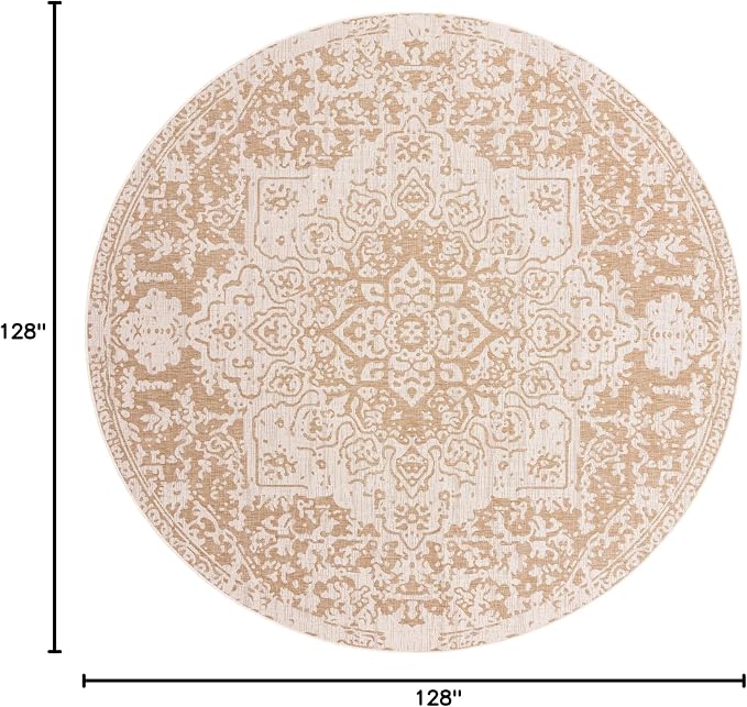 Jill Zarin Jill Zarin Outdoor Collection Area Rug - Dubai (10' 8" Round, Beige/Brown)