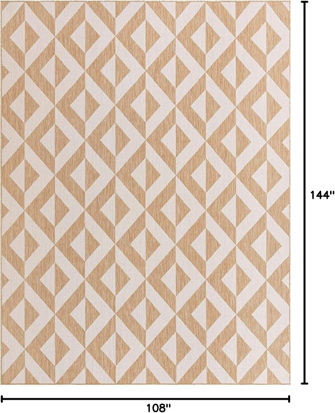 Unique Loom Outdoor Collection Area Rug - Napa (9' x 12' Rectangle, Beige/ Brown)