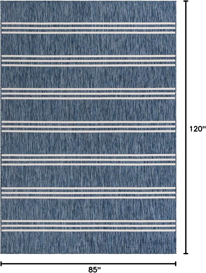 Unique Loom Outdoor Collection Area Rug - Anguilla (7' 1' x 10' Rectangle, Blue/ Ivory)