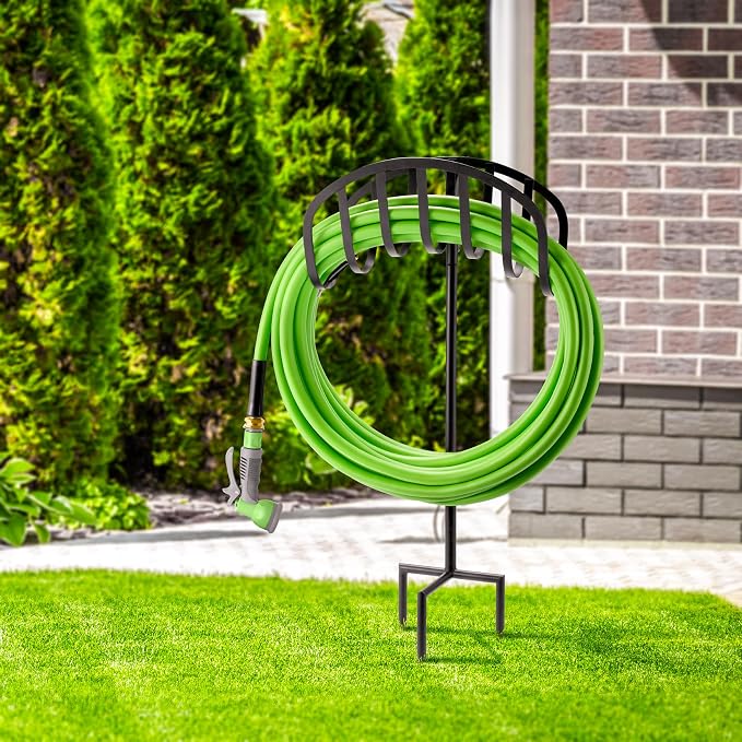 Sorbus Manger Garden Water Hose Storage, Great for Garden, Lawn, Yard, Decorative Stand with Ground Stakes, Holds 125-Feet of 5/8-Inch Hose