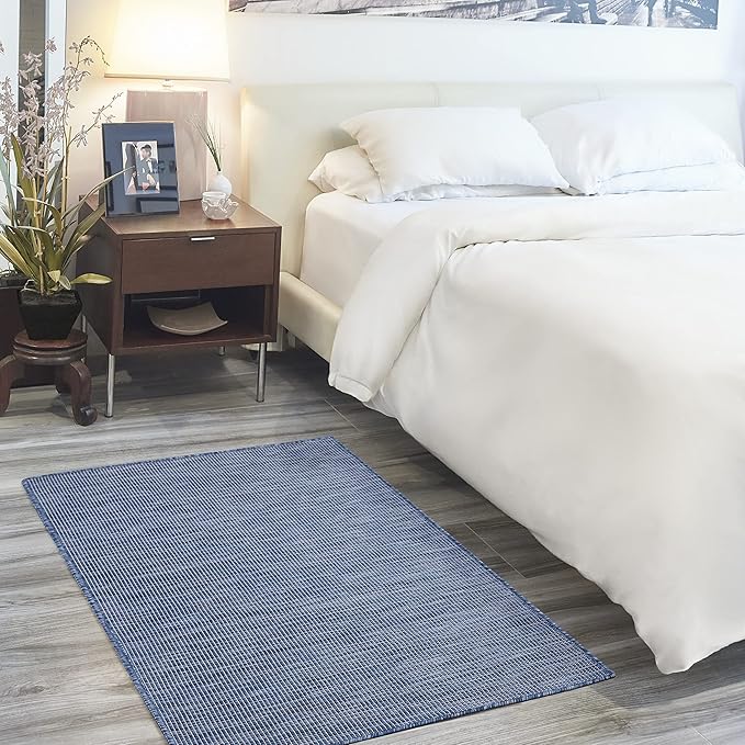 Nourison Home Positano Navy Blue 3' x 5' Area Rug - Easy Clean, Non Shedding, Bed Room, Living Room, Dining Room, Kitchen (3' x 5')