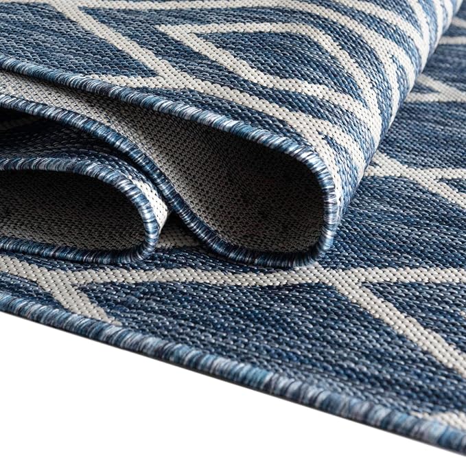 Jill Zarin Outdoor Collection Area Rug - Turks and Caicos (7' 10" Square Blue/Ivory)