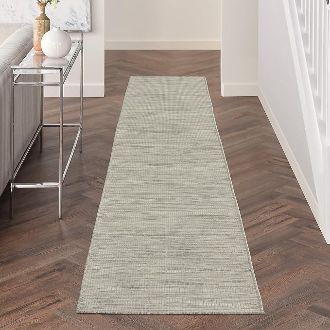 Nourison Home Positano Light Grey 2'2" x 12' Area Rug - Easy Clean, Non Shedding, Bed Room, Living Room, Dining Room, Kitchen (12' Runner)