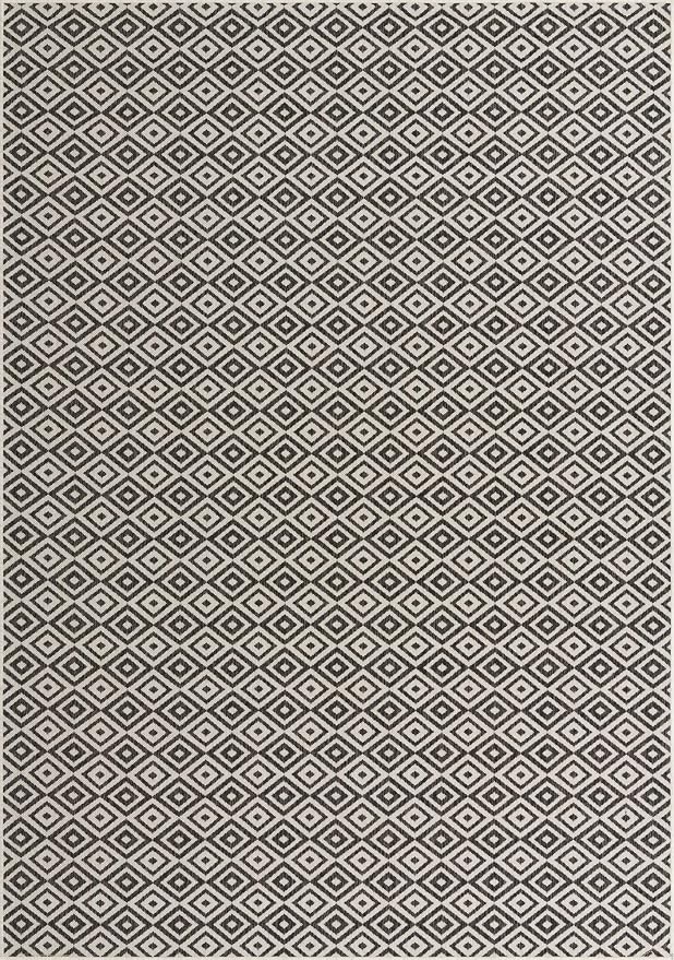 Unique Loom Jill Zarin Outdoor Collection Area Rug - Costa Rica (7' 10'' x 11' 4'' Rectangle, Charcoal Gray/ Ivory)