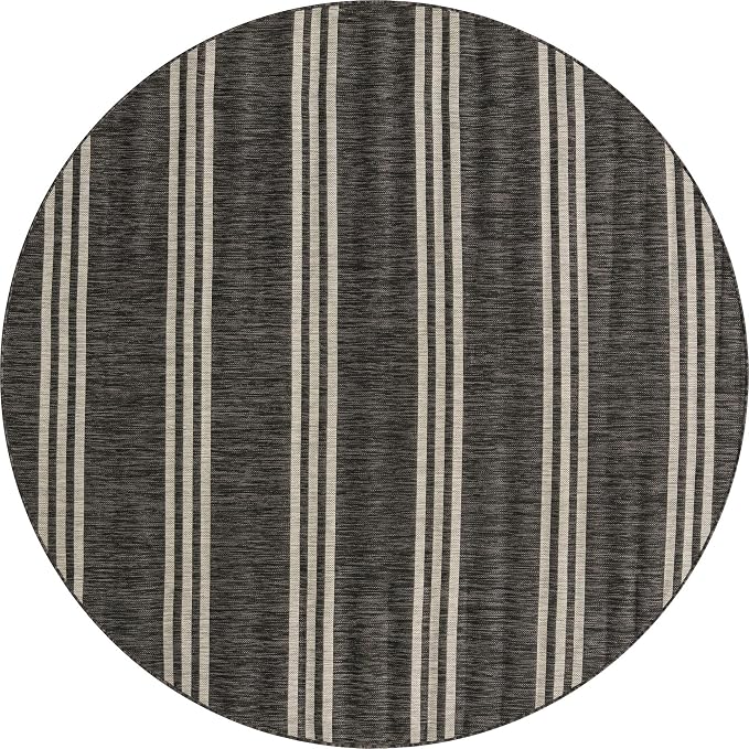 Unique Loom Jill Zarin Outdoor Collection Area Rug - Anguilla (7' 10'' Round, Charcoal/ Ivory)