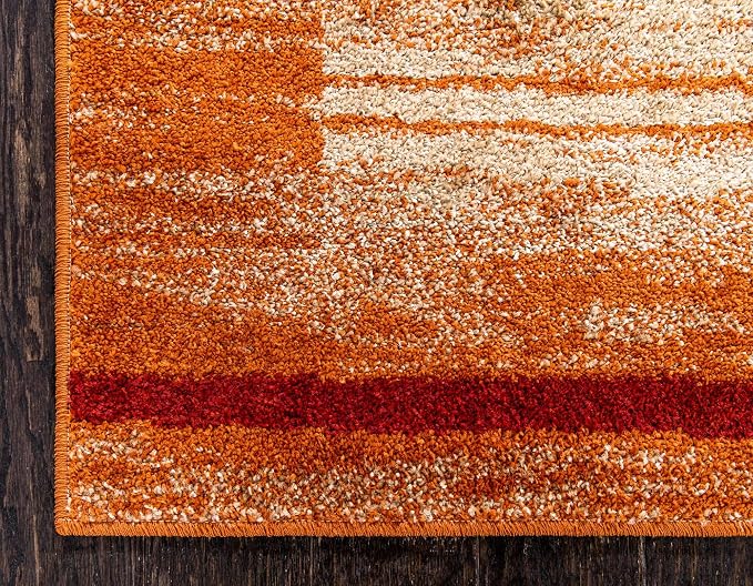 Unique Loom Autumn Collection Modern Contemporary Casual Abstract Area Rug (Beige/ Terracotta Rustic, 2 ft 6 in x 10 ft Runner)